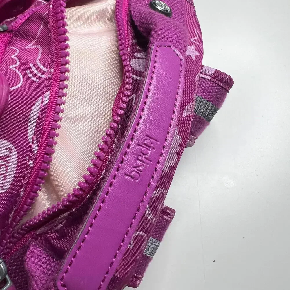 Kipling Backpack Pink Purple Print Girls School Bag Hello Hearts Stars Live.Ligh